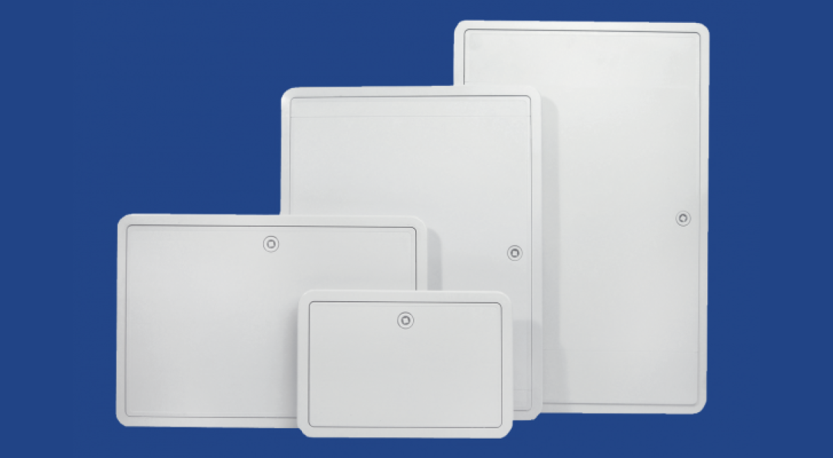 ABS műanyag szervizajtó, kulccsal - 40 x 50 cm - világosszürke