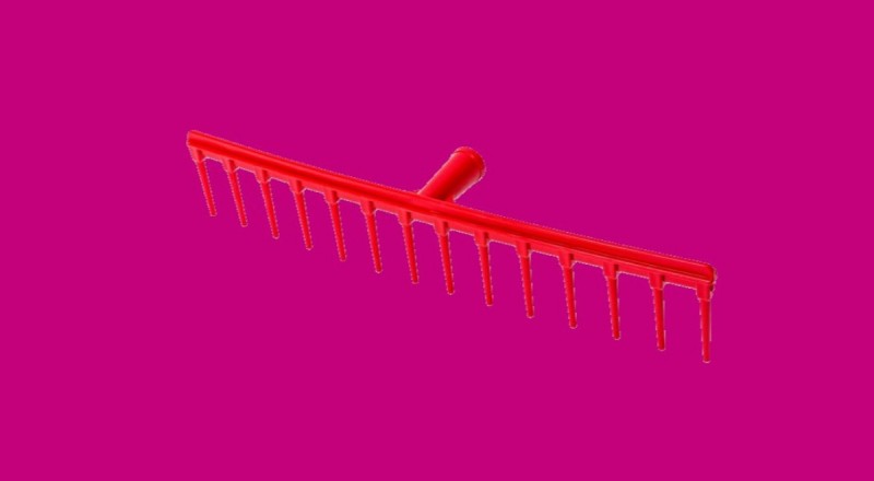 Műanyag 14 fogú gereblye, klikkes nyélre