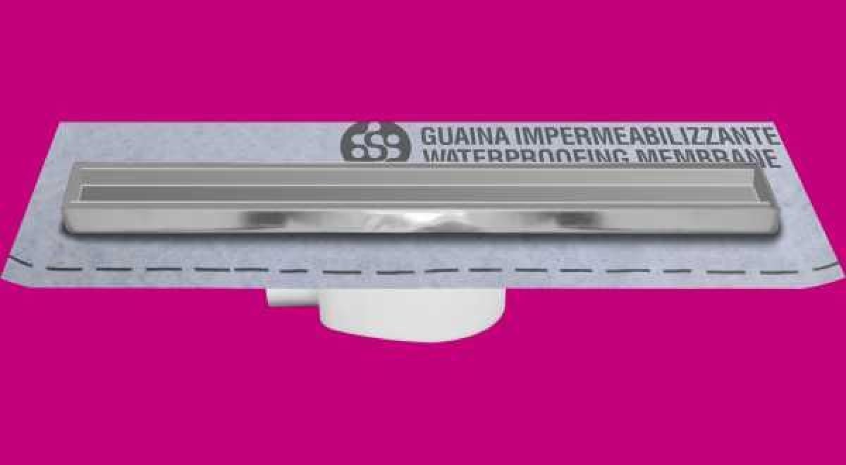 Burkolható inox zuhanyfolyóka szett fóliával - 8,5 cm beépítésű