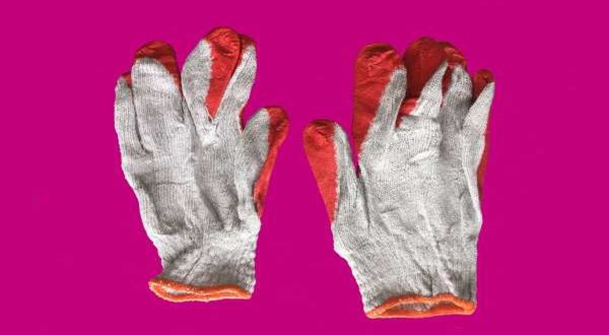 ECO munkáskesztyű mártott, latex - fehér/piros