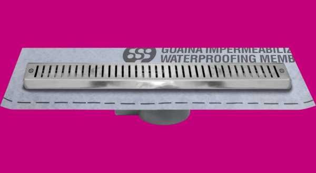 Inox zuhanyfolyóka szett fóliával, alacsony - 85 cm - 7,5 cm beépítésű