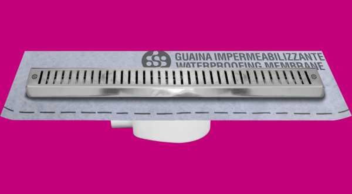 Inox zuhanyfolyóka szett fóliával, magas - 85 cm - 8,5 cm beépítésű