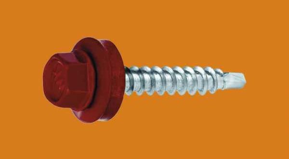 Lindab típusú csavar fémhez - 4,8 x 25 mm - RAL3009 vörös