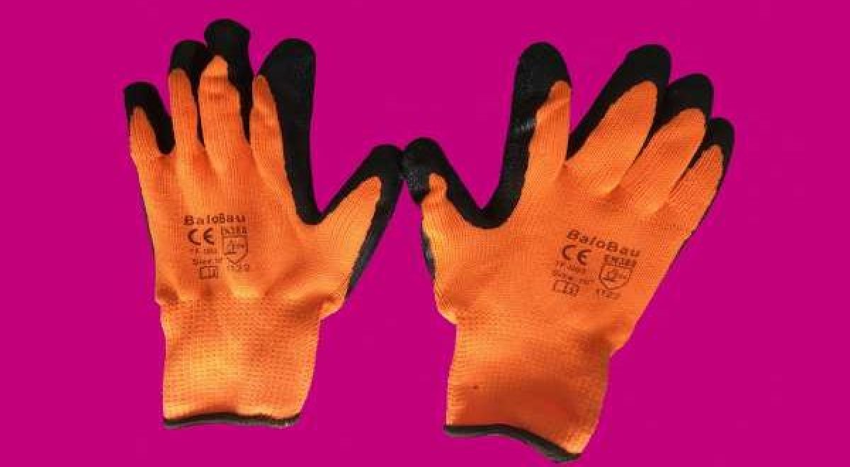 Téli munkáskesztyű mártott, latex - narancssárga/fekete, méret: 10